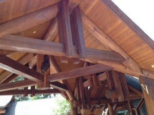 Log Portico Sanded, Stained,Refinished